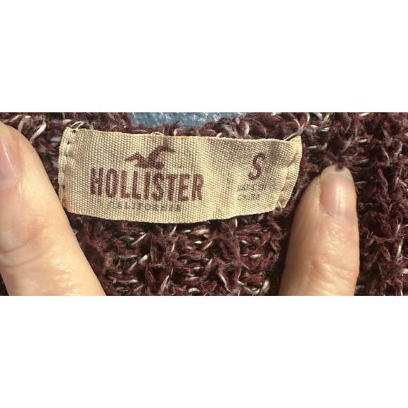 Hollister Size Small Hooded Open Front Cardigan Plum Warm Cozy Fall Winter Soft - Picture 7 of 7